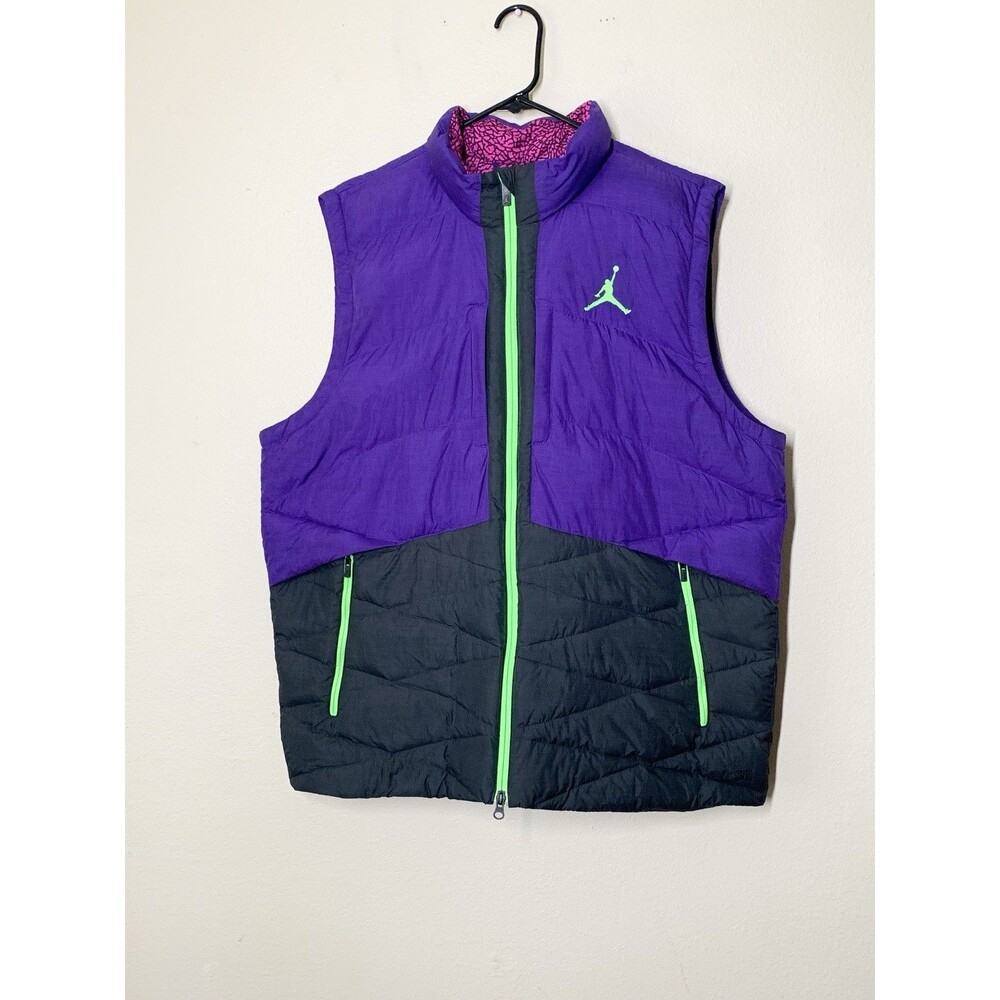 Air Jordan Puffer Vest Men's XL 550 Down Filling Purple Black Zip Pockets